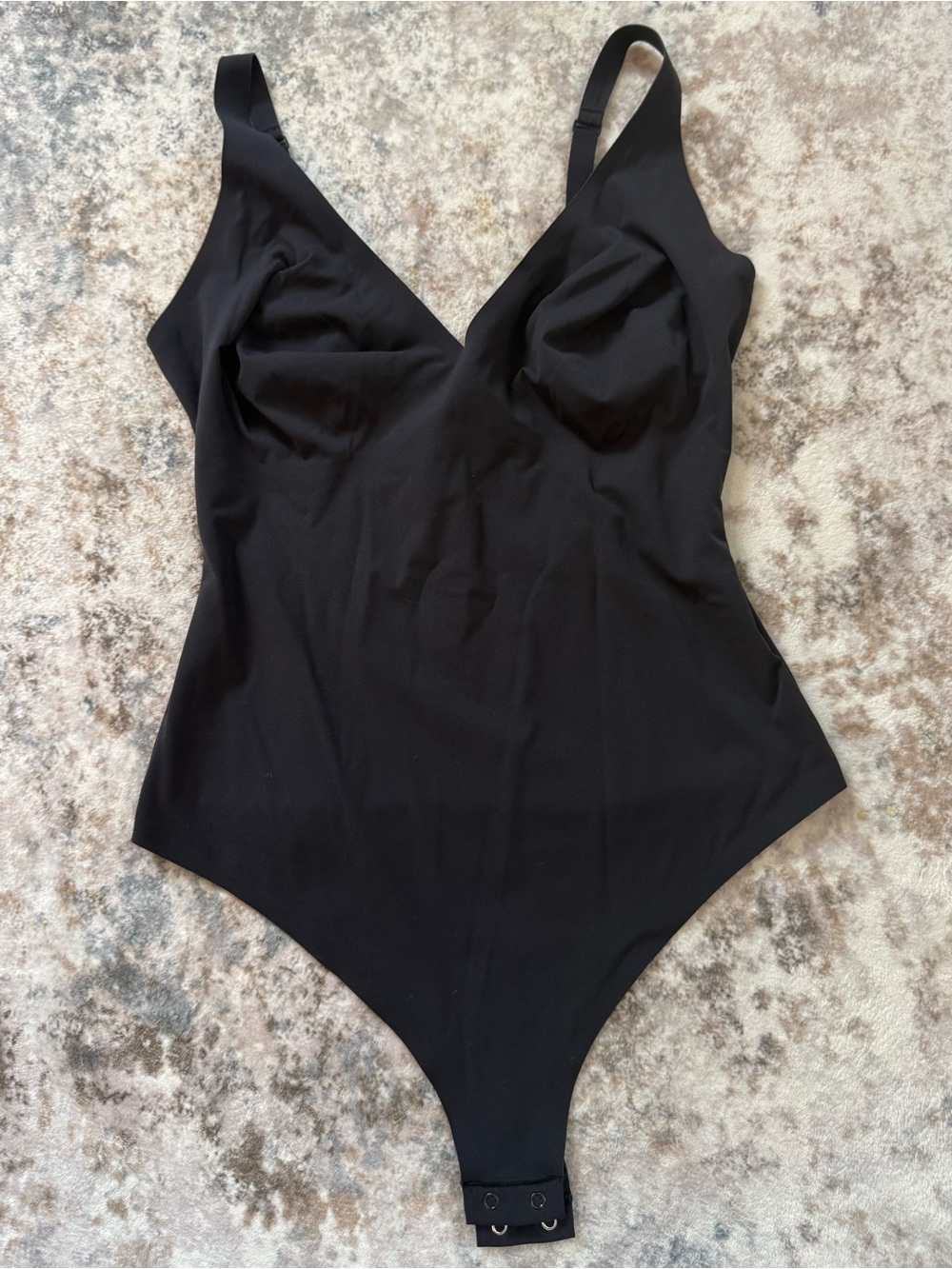 SKIMS Naked Plunge Thong Bodysuit Onyx Black L-DD